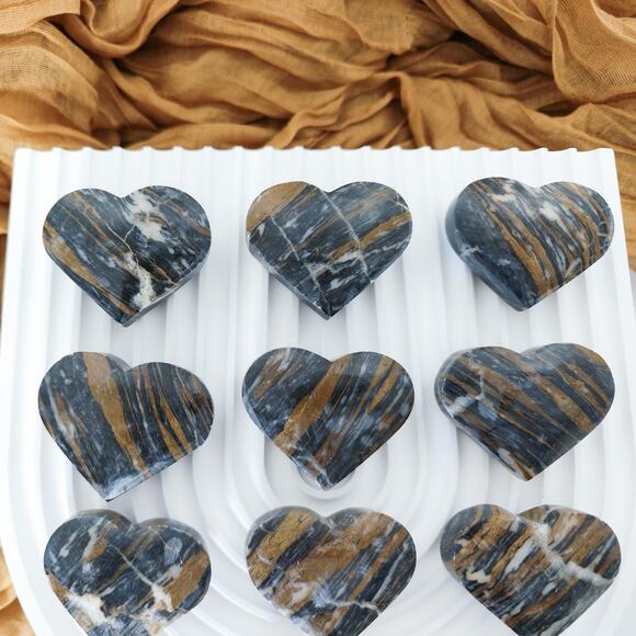 Brazilian Blue Zebra Jasper Heart Crystal Carving - Picture 6 of 10